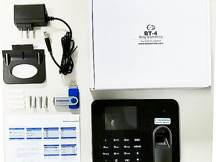 reloj biometrico de huella bt 4 contenido de la caja destacada